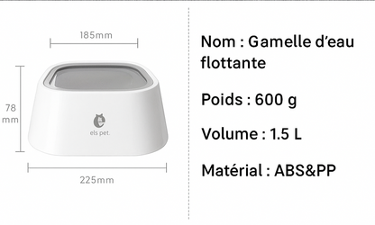 Gamelle d’eau pour chien à design flottant – anti-éclaboussures, antidérapante, grande capacité