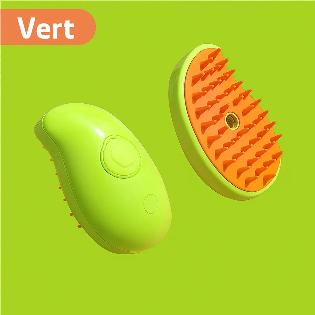 Brosse à Vapeur Électrique pour Chat – Peigne de Toilettage 3-en-1 avec Pulvérisateur d’Eau pour Chats et Chiens, Rechargeable par USB Planète Compagnon