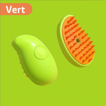 Brosse à Vapeur Électrique pour Chat – Peigne de Toilettage 3-en-1 avec Pulvérisateur d’Eau pour Chats et Chiens, Rechargeable par USB Planète Compagnon